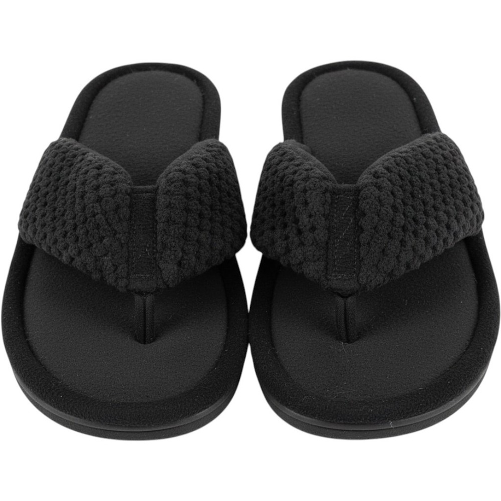 RockDove Thong Slippers Women Size 9-10 Black New Memory Foam Fleece Flip Flops